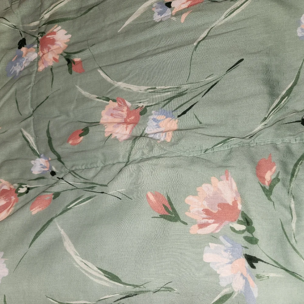 Vintage Bedding Comforter 1980's Green Pink Floral Cottagecore